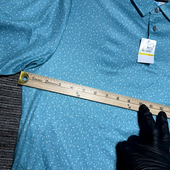 PGA Tour Polo Shirt Men's M Blue Geometric Pro Series Athletic Fit Short Sleeve - Picture 8 of 12